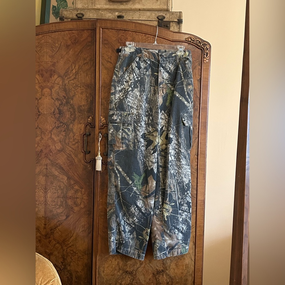 Vintage Mossy Oak Pants Men's Small Camo Cargo FieldStaff W242M01 Hunting Work